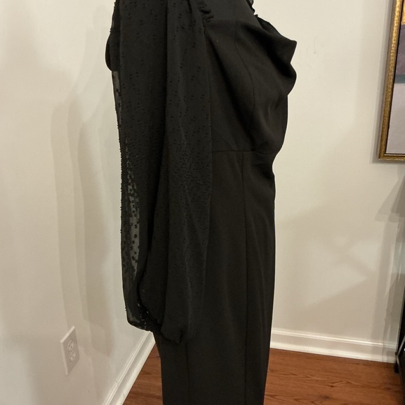 Ralph Lauren Black Dress with Sheer Long Sleeves - Picture 3 of 9